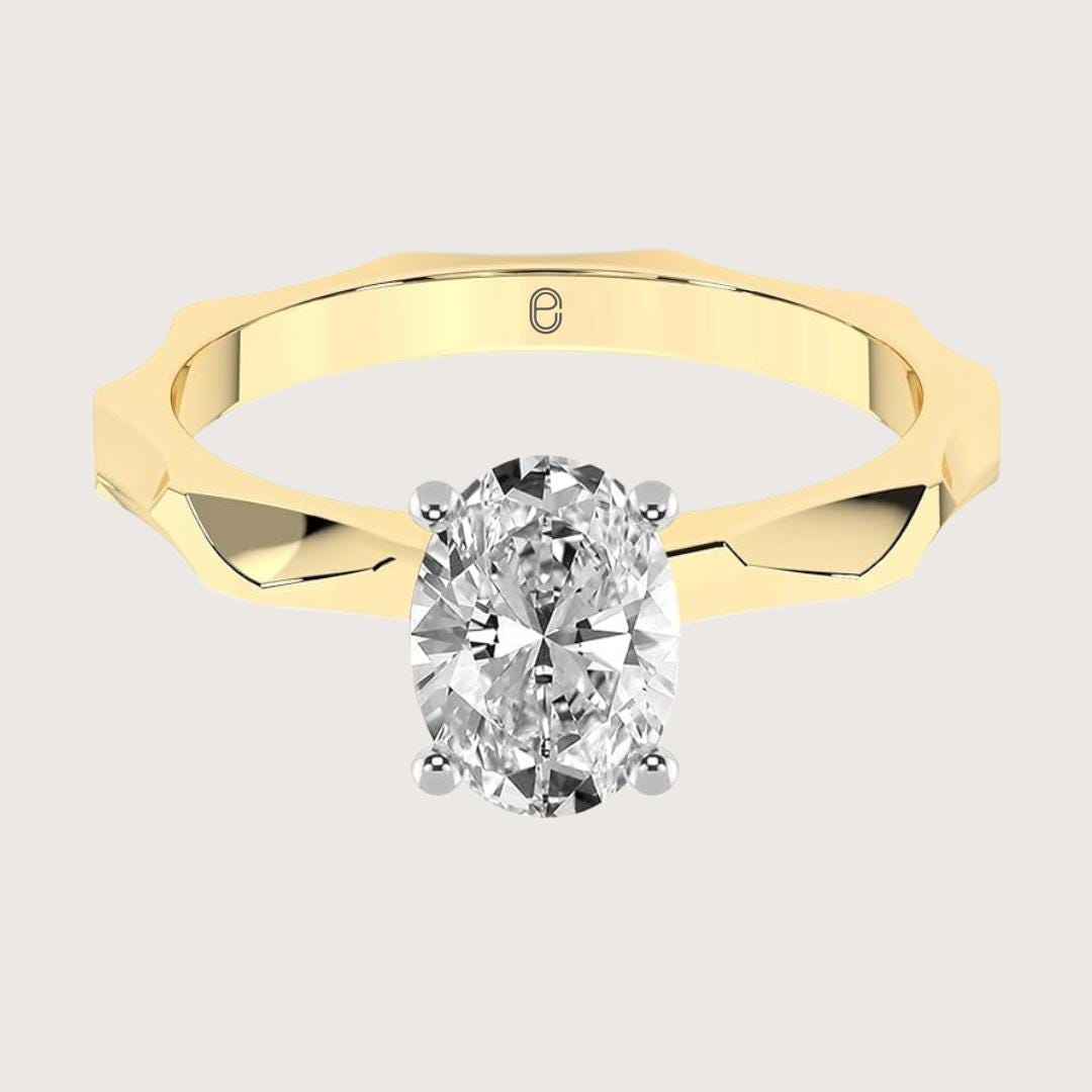 14K Gold 3 Carat IGI Certified Oval Cut Solitaire Engagement Ring