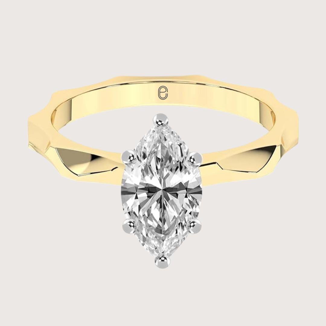 14K Gold 4 Ct Marquise Solitaire in Engagement Diamond Ring