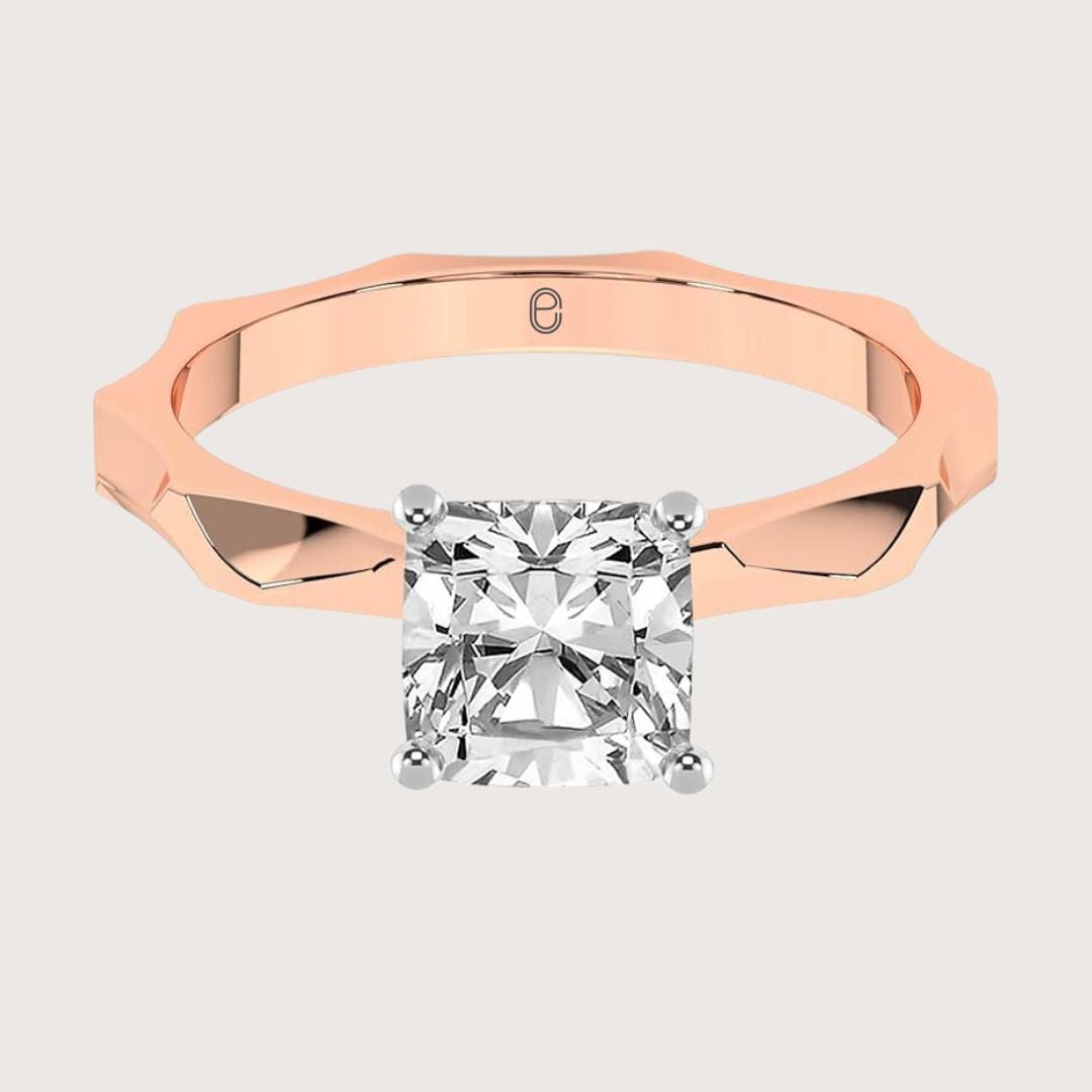 14K Gold 1 CT Cushion Cut Lab Grown Diamond Solitaire Ring