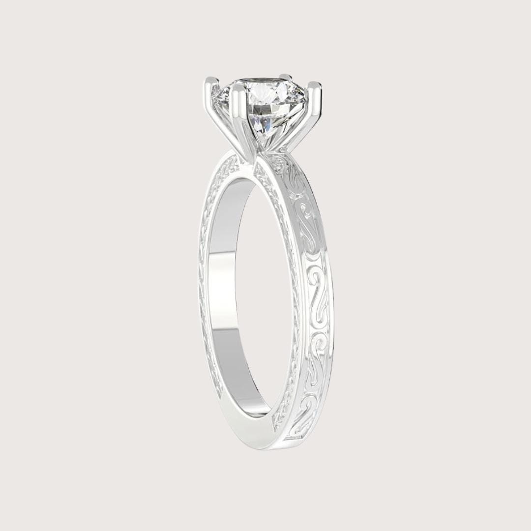 14K Gold 3 CT Heart Cut Ring, Solitaire Engagement Ring