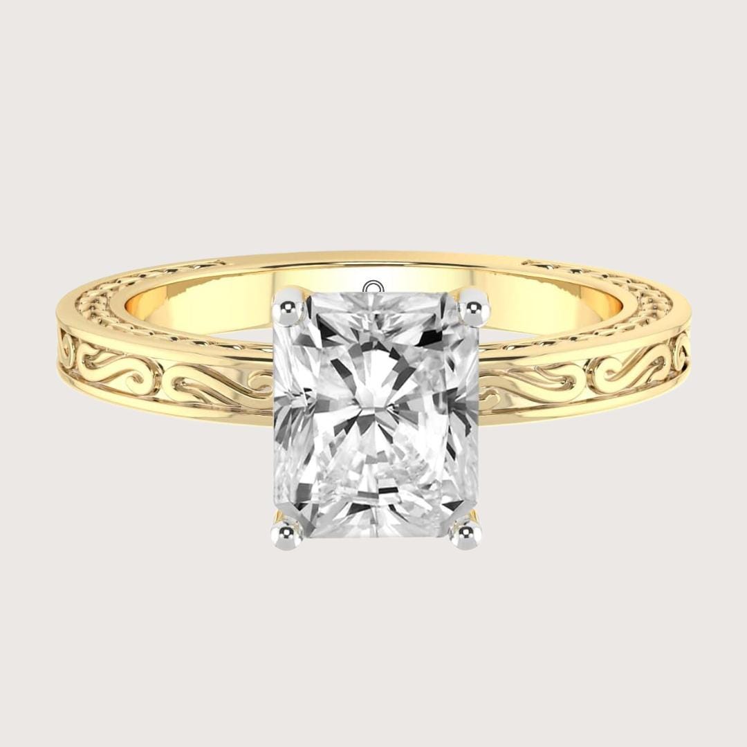 14K Gold Radiant Cut Lab Diamond Engagement Ring