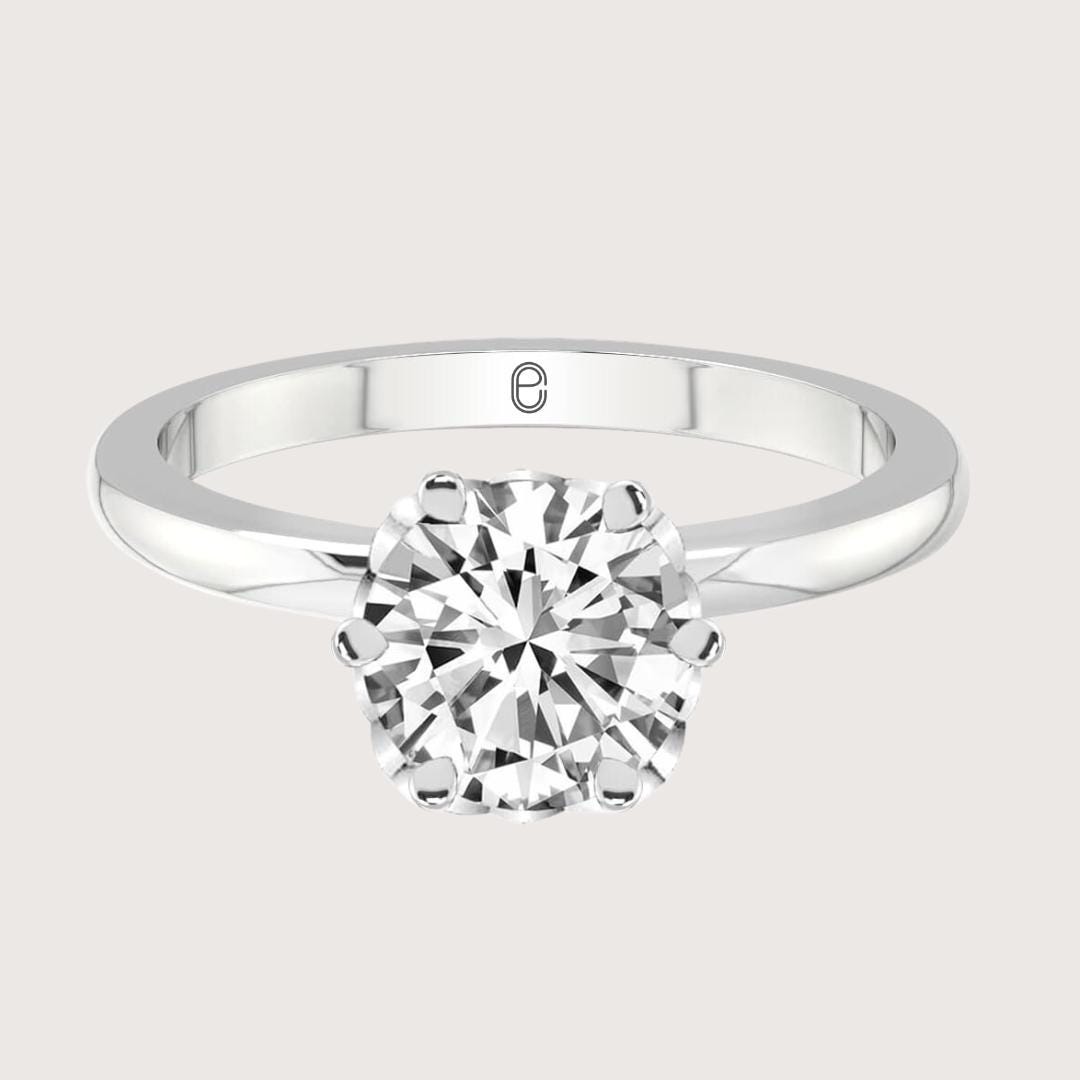3 CT Flower Tulip Setting Engagement Ring, Lab Grown Round Cut Diamond Solitaire Ring, Classic Petal Prongs Ring, Diamond Promise Ring Women