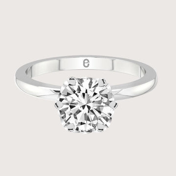3 CT Flower Tulip Setting Engagement Ring, Lab Grown Round Cut Diamond Solitaire Ring, Classic Petal Prongs Ring, Diamond Promise Ring Women