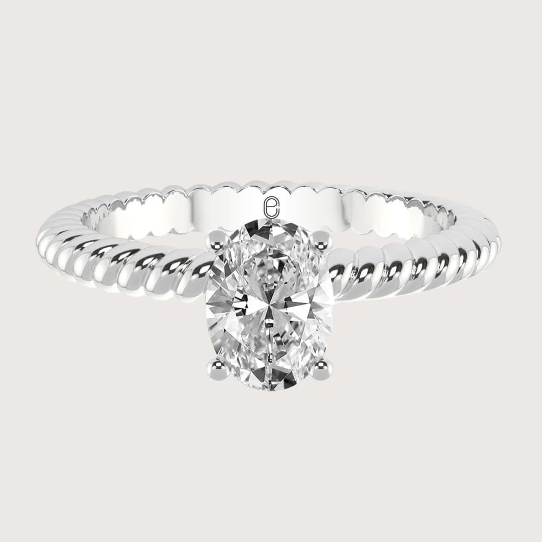 14K Gold Oval Cut Lab Grown Diamond Engagement Ring