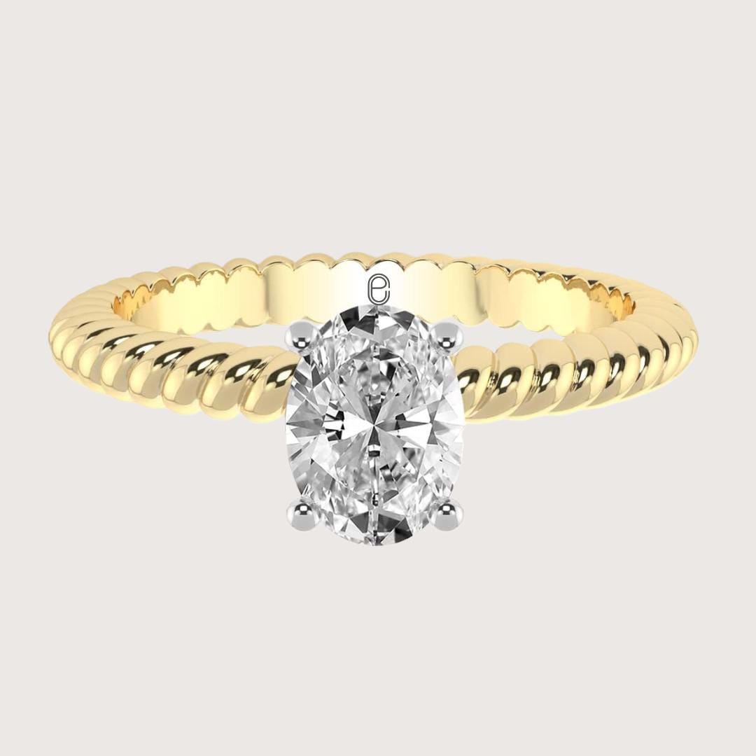 14K Gold Oval Cut Lab Grown Diamond Engagement Ring