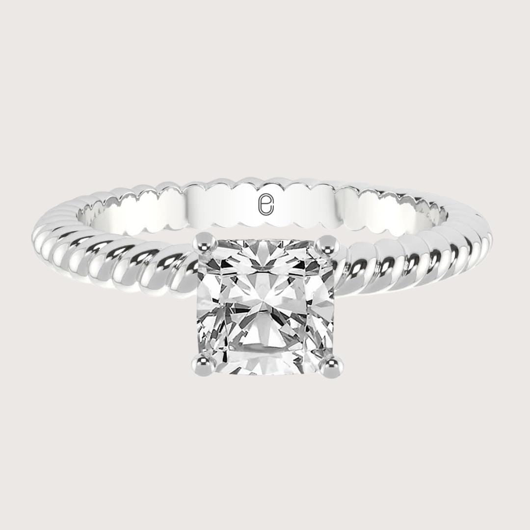 Unique Cushion Cut Diamond Engagement Ring/ F/VS1 Lab Grown Diamond IGI Certified/ Wedding Diamond Ring/ Twist Band Ring/ Ring For Her