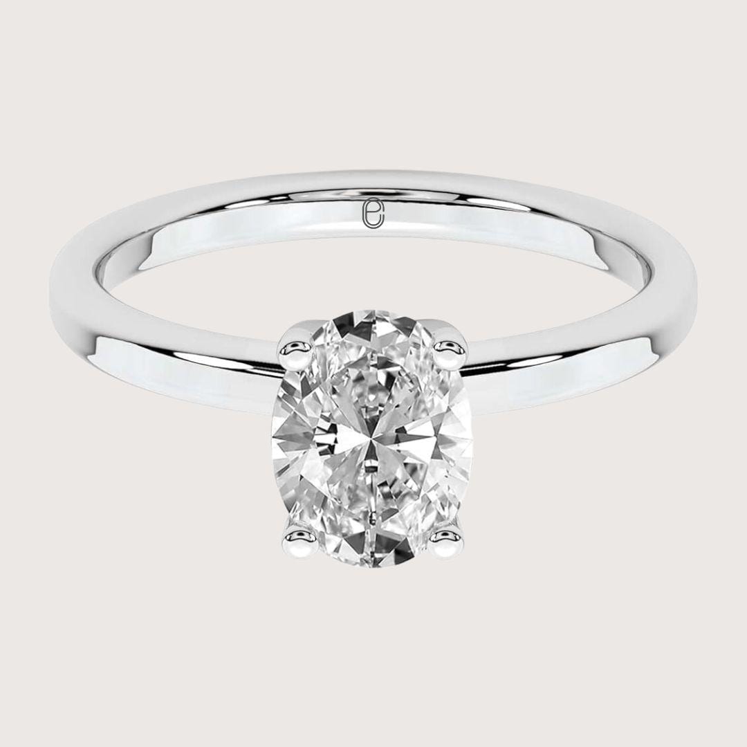 14K Gold Oval Shape 2 CT Four Prong Setting Engagement Ring