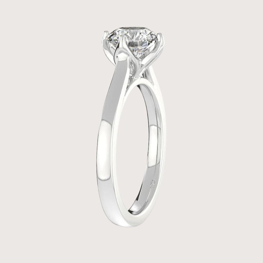 14K Tulip Design 2 Carat Oval Excellent Cut Lab Grown Diamond Solitaire Ring