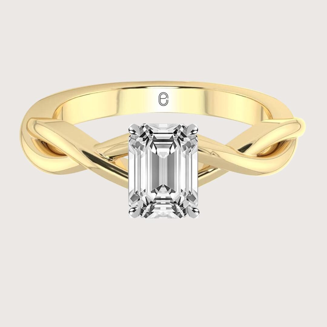 14K Gold Lab Diamond Emerald Cut Lab Diamond Ring