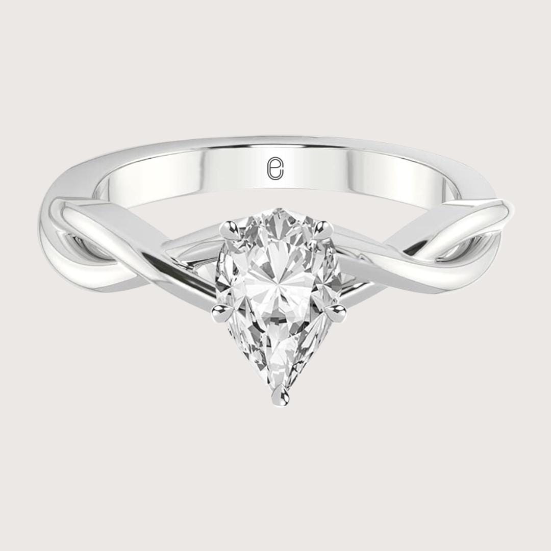 14K Gold Twisted Shank 2 CT Pear Shape Lab Grown Diamond Engagement Ring