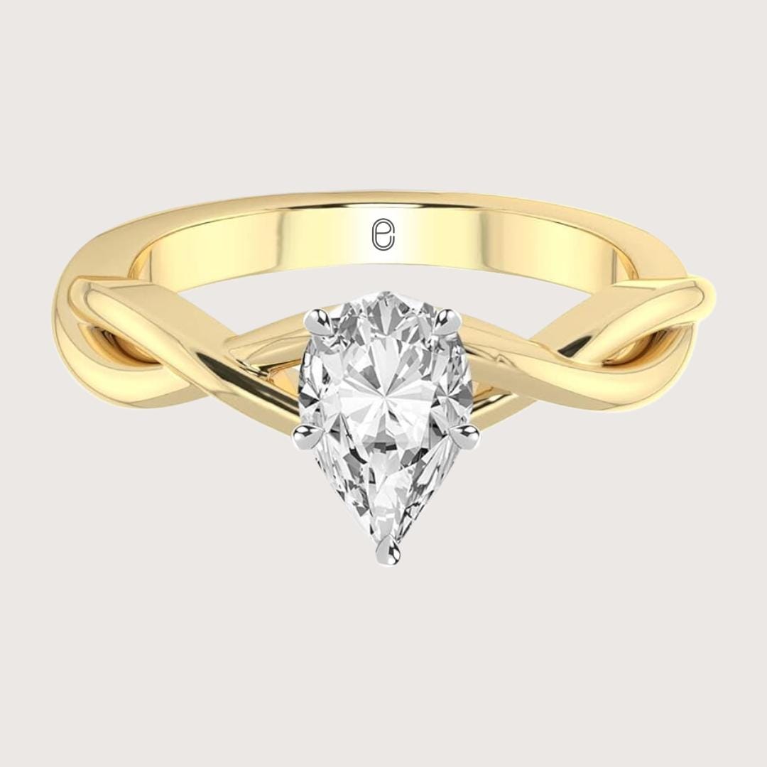 14K Gold Twisted Shank 2 CT Pear Shape Lab Grown Diamond Engagement Ring