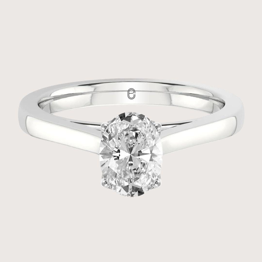 14K Tulip Design 2 Carat Oval Excellent Cut Lab Grown Diamond Solitaire Ring