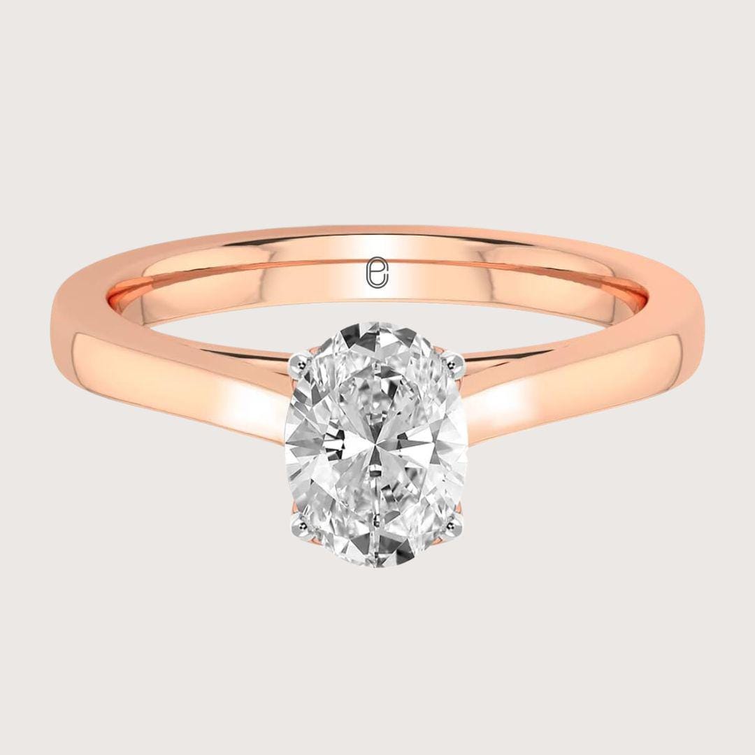 14K Tulip Design 2 Carat Oval Excellent Cut Lab Grown Diamond Solitaire Ring