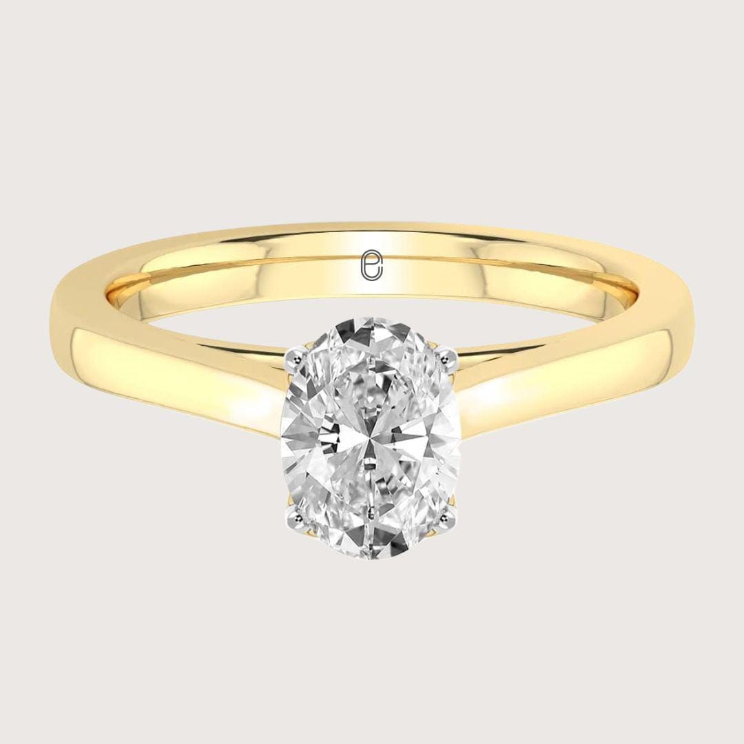 14K Tulip Design 2 Carat Oval Excellent Cut Lab Grown Diamond Solitaire Ring