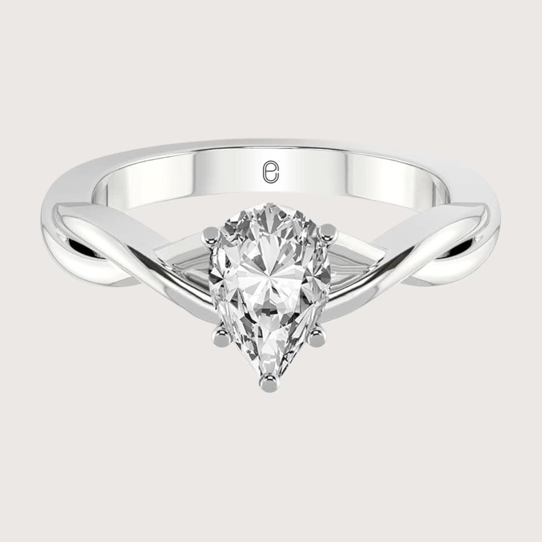 14K Gold 3Carat Pear shape lab grown diamond Twisted engagement ring