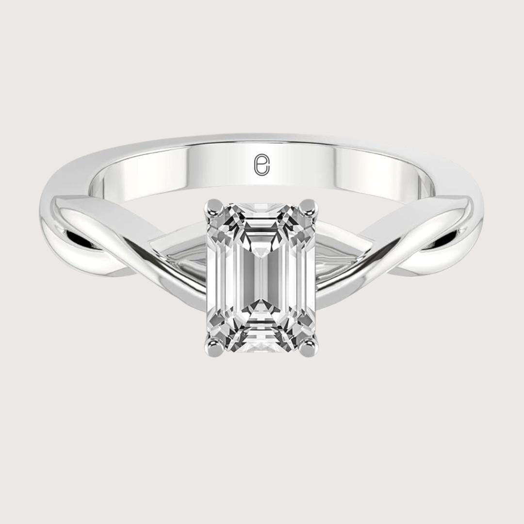 14K Gold Lab Grown Diamond Emerald Engagement Ring