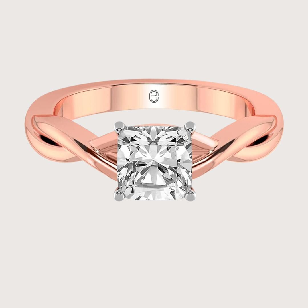 14K Gold 2 Carat Cushion Cut Lab Grown Diamond Solitaire Engagement Ring