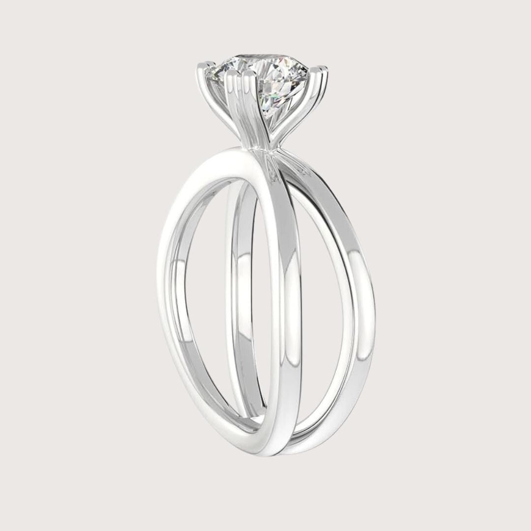 14K Gold 2CT Cushion Lab Grown Diamond Ring Split Shank Engagement Ring