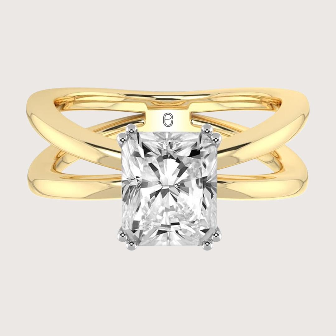 14K Gold 4 CT Radiant Cut Lab Grown Diamond Solitaire Engagement Ring