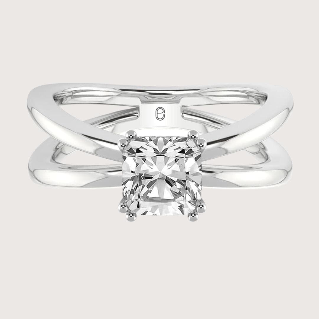 14K Gold 2CT Cushion Lab Grown Diamond Ring Split Shank Engagement Ring