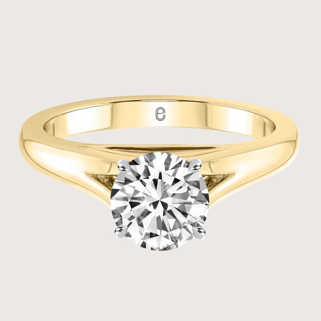 14K Yellow Gold Lab Grown Round Cut Promise Engagement Ring