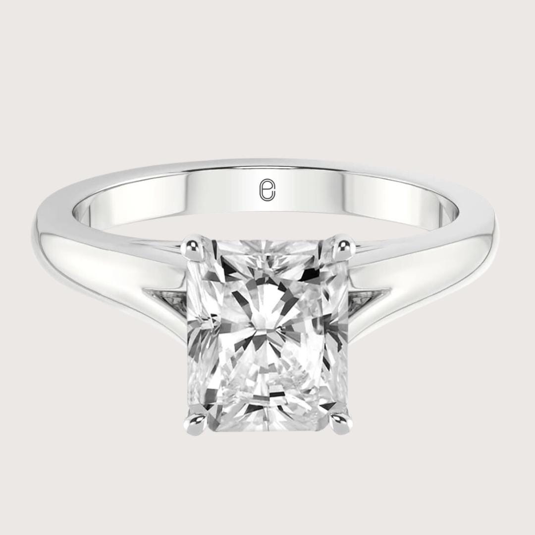 4 Carat F Color VS1 Clarity IGI Certified Elongated Radiant Cut Lab Grown Diamond Solitaire Engagement Ring 14k Gold