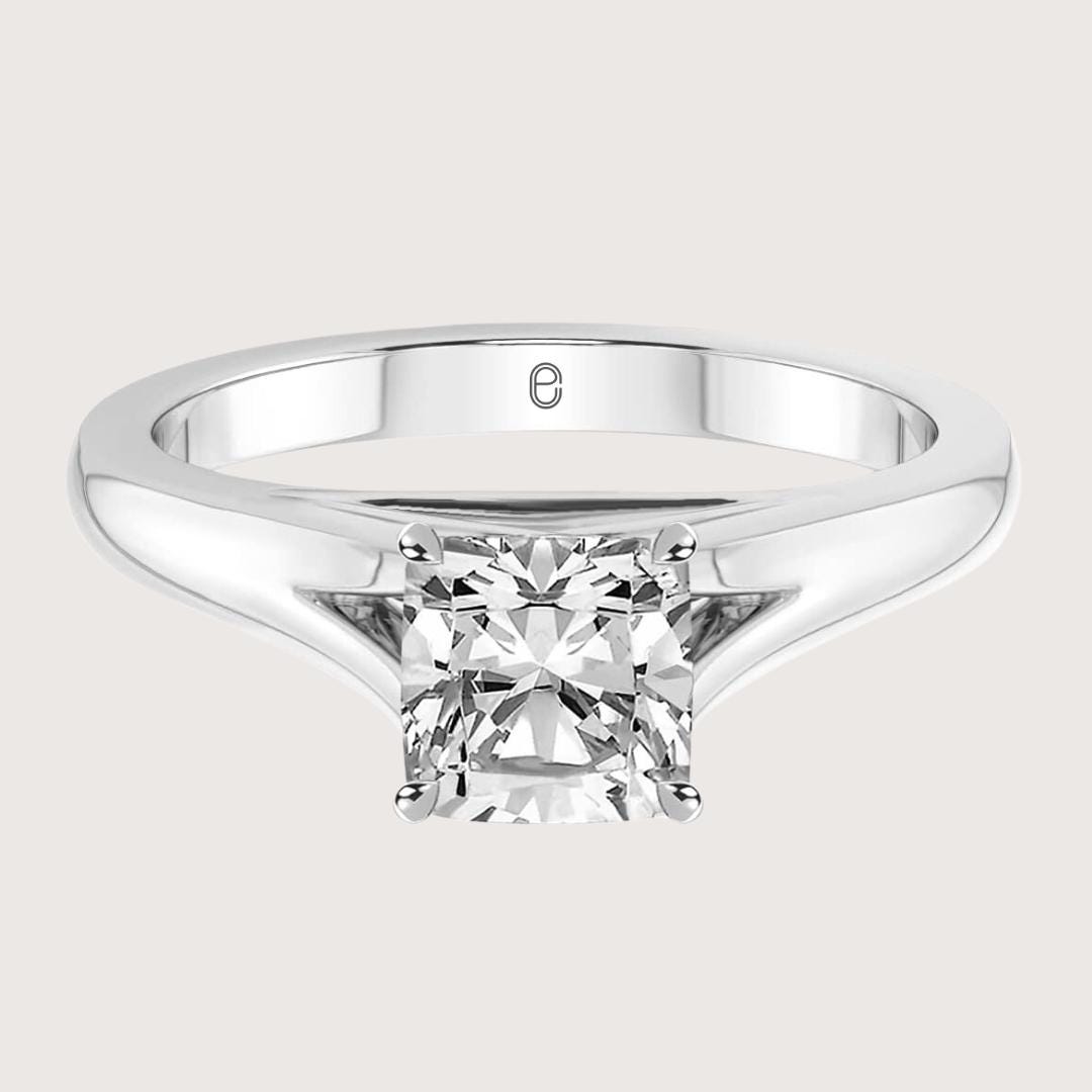 Elongated Cushion Cut Lab Grown Diamond Solitaire Engagement Ring, 2 CT IGI Certified Diamond Ring, 14k White Gold