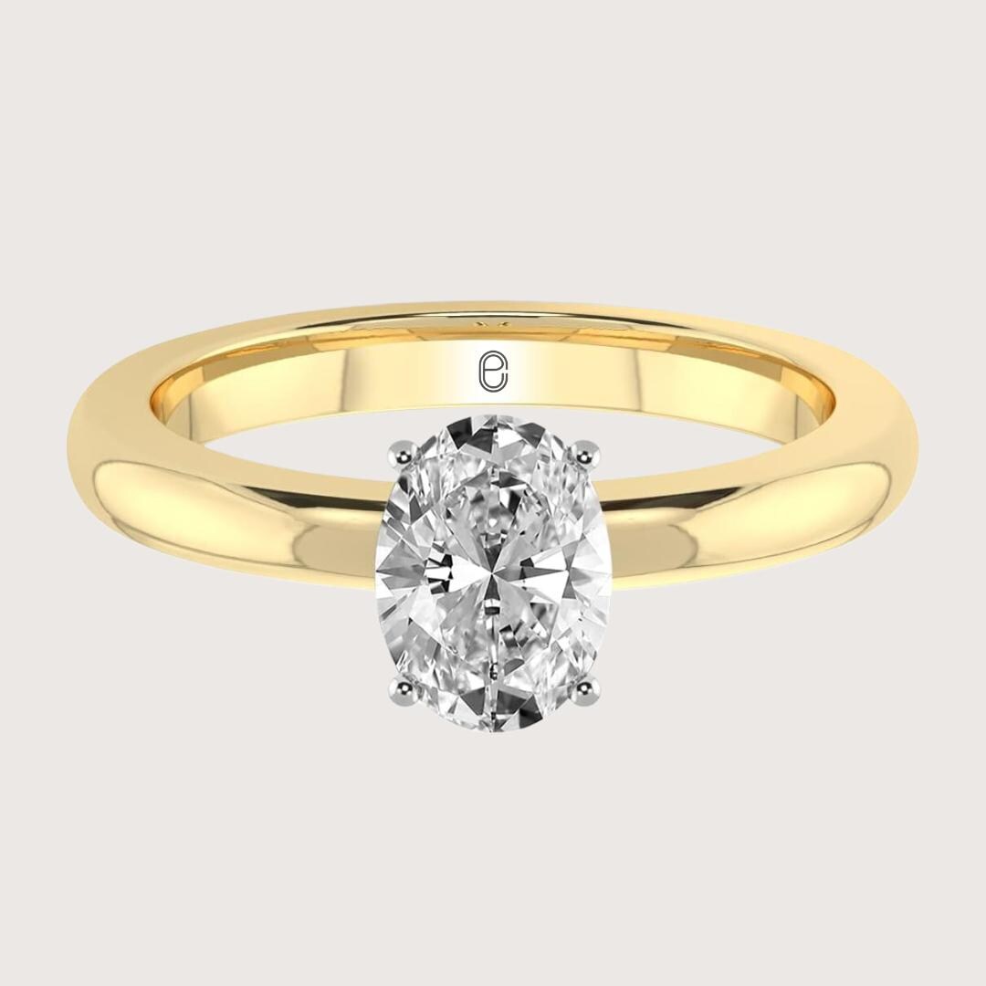 14K Gold 3 CT Lab Grown Certified Oval Cut Diamond Solitaire Engagement Ring