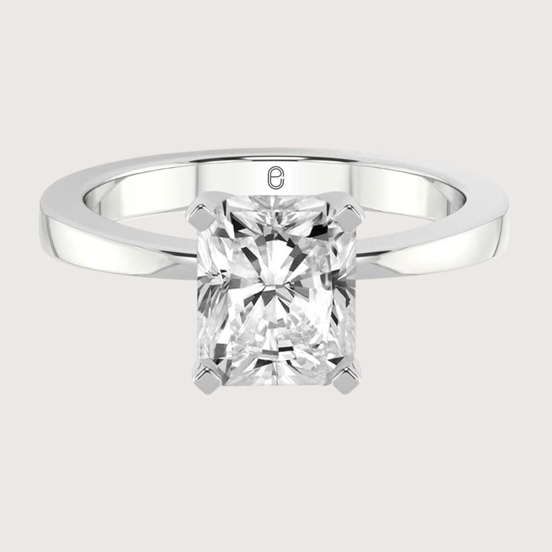 14K Gold 2 Carat Rectangular Radiant Cut Lab Grown Diamond Ring