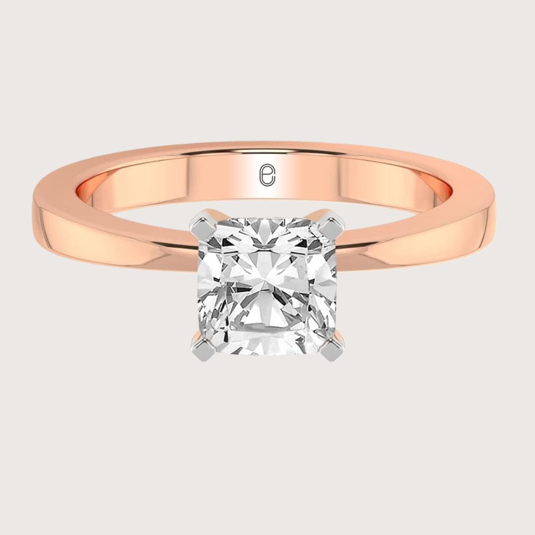 14K Gold Elegant Clarity Square Cushion Cut Ring