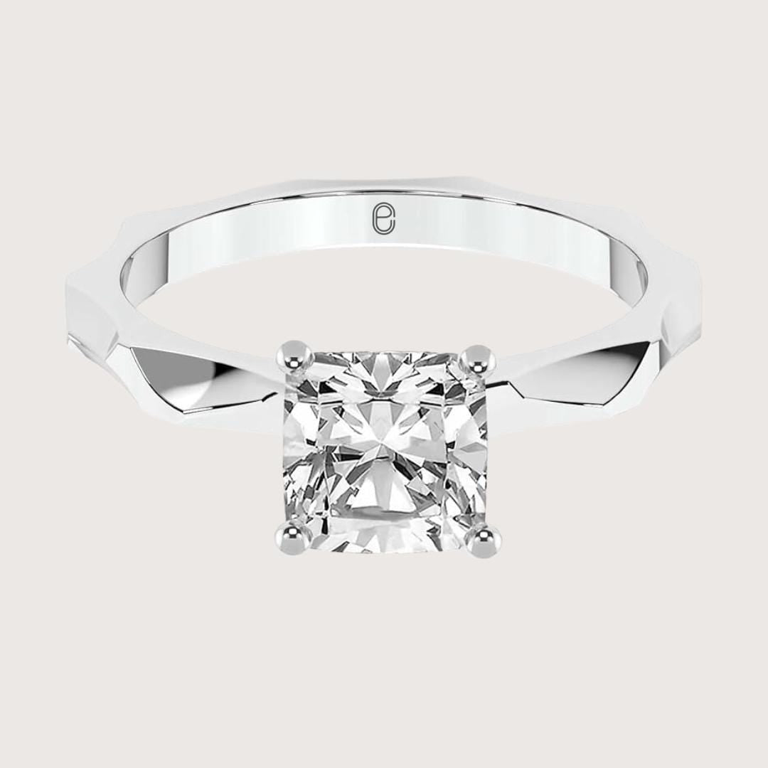 14K Gold 1 CT Cushion Cut Lab Grown Diamond Solitaire Ring