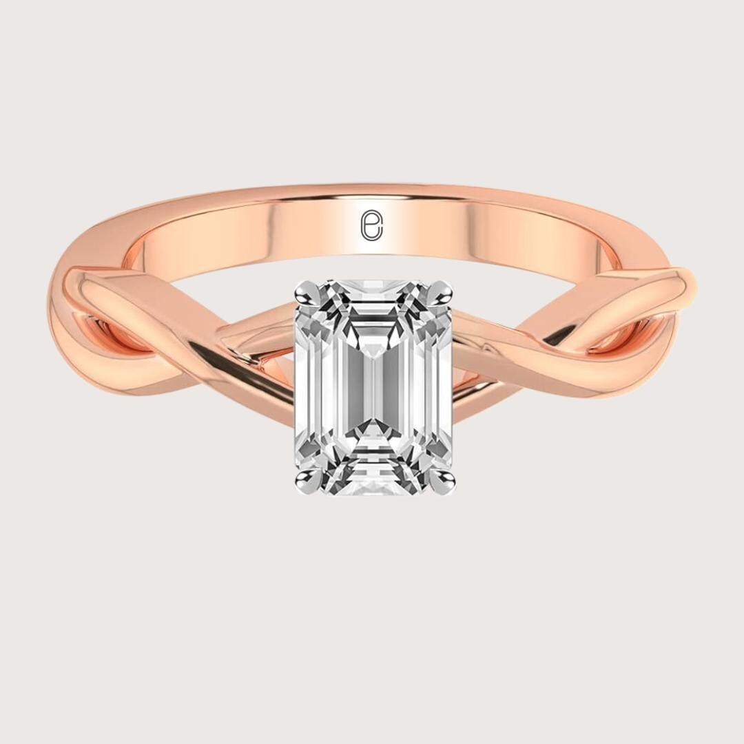 14K Gold Lab Diamond Emerald Cut Lab Diamond Ring