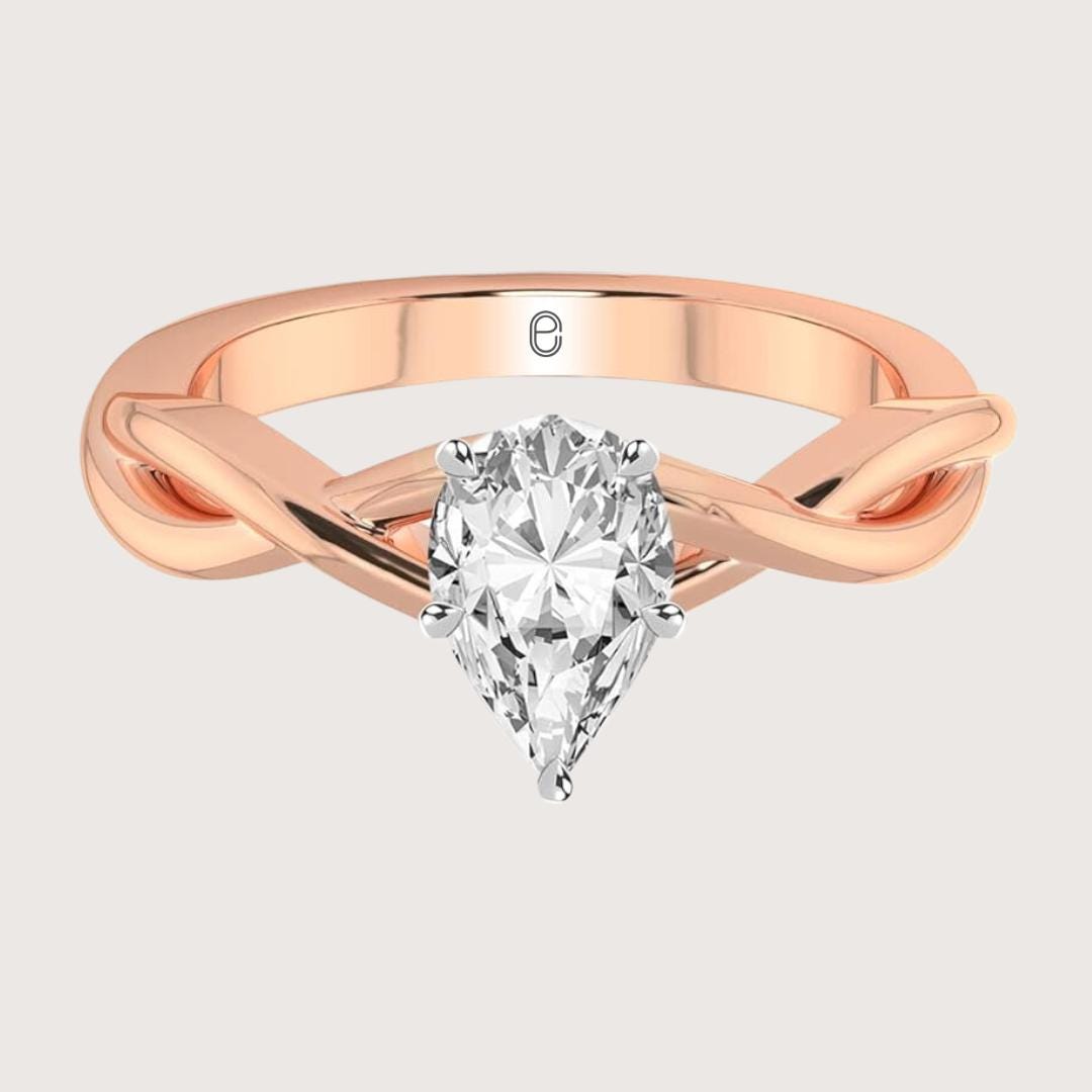 14K Gold Twisted Shank 2 CT Pear Shape Lab Grown Diamond Engagement Ring