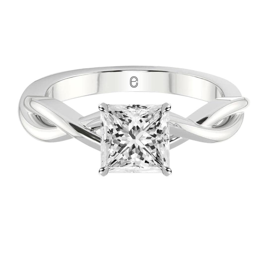 14K Gold 2 Carat Princess cut Lab Grown Diamond Engagement Ring