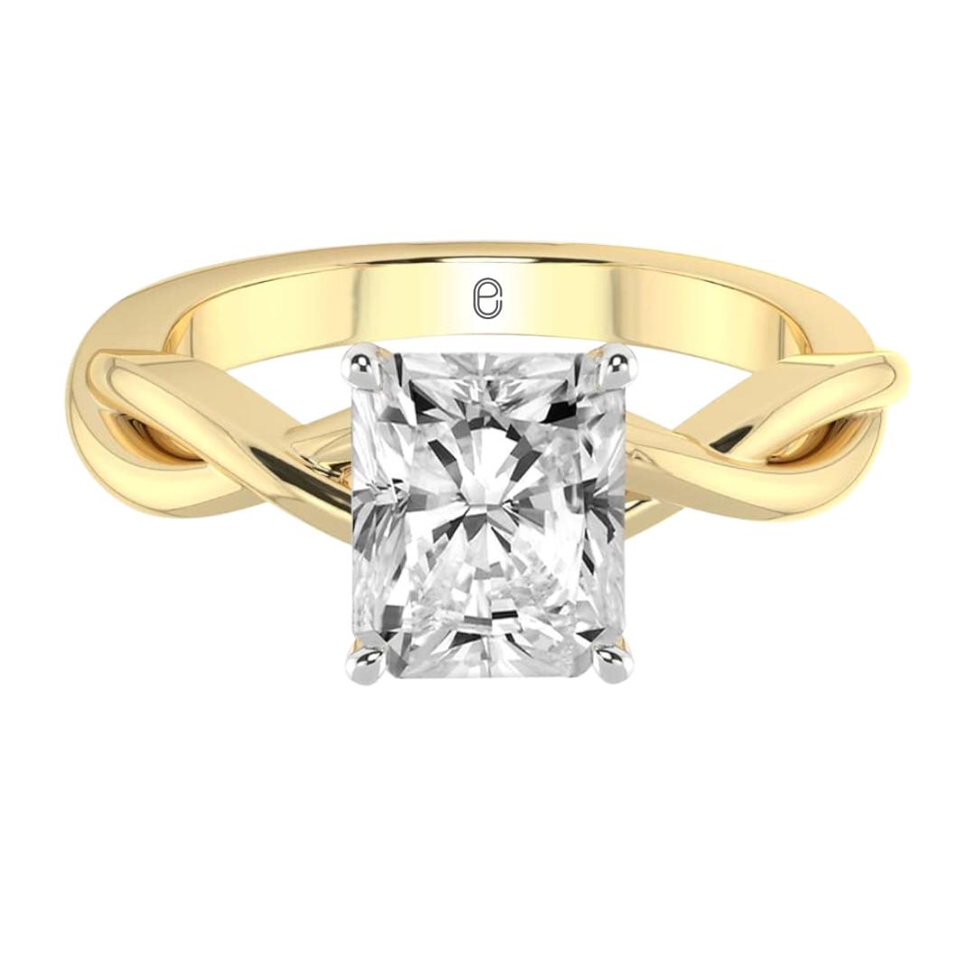 14K Yellow Gold IGI Certified Radiant Cut Lab Grown Diamond Wedding Ring