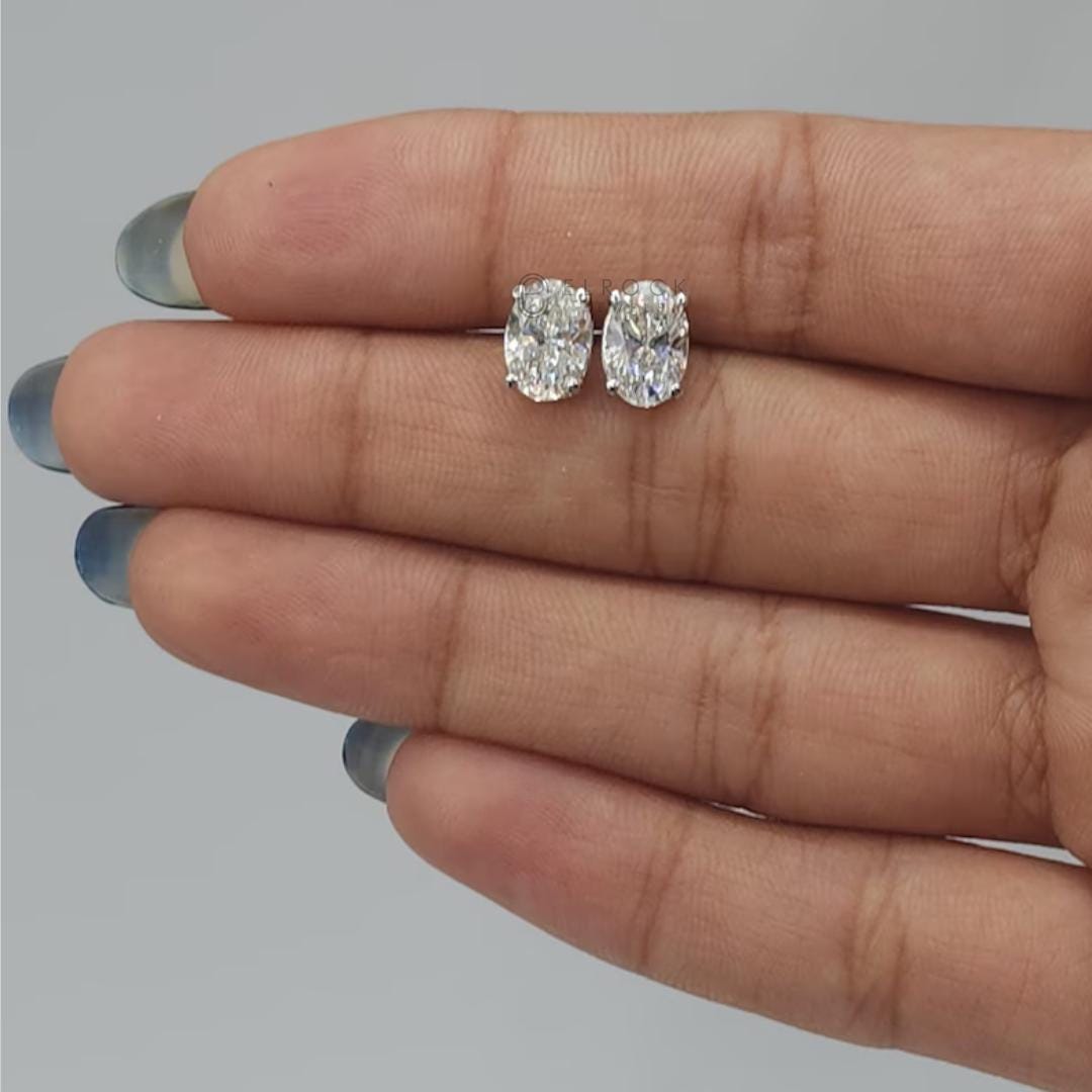 Oval Cut Lab Diamond Push Back Studs