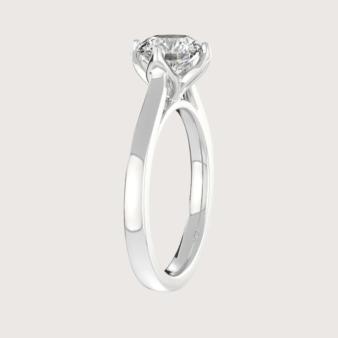 14K Gold 4Carat Tulip Lotus Prong Round Lab Grown Diamond Ring