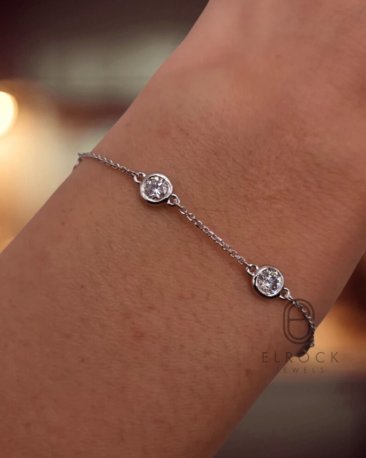 1 Ct Diamond Bracelet, 14K Gold Lab Grown 5 Diamond Bracelet