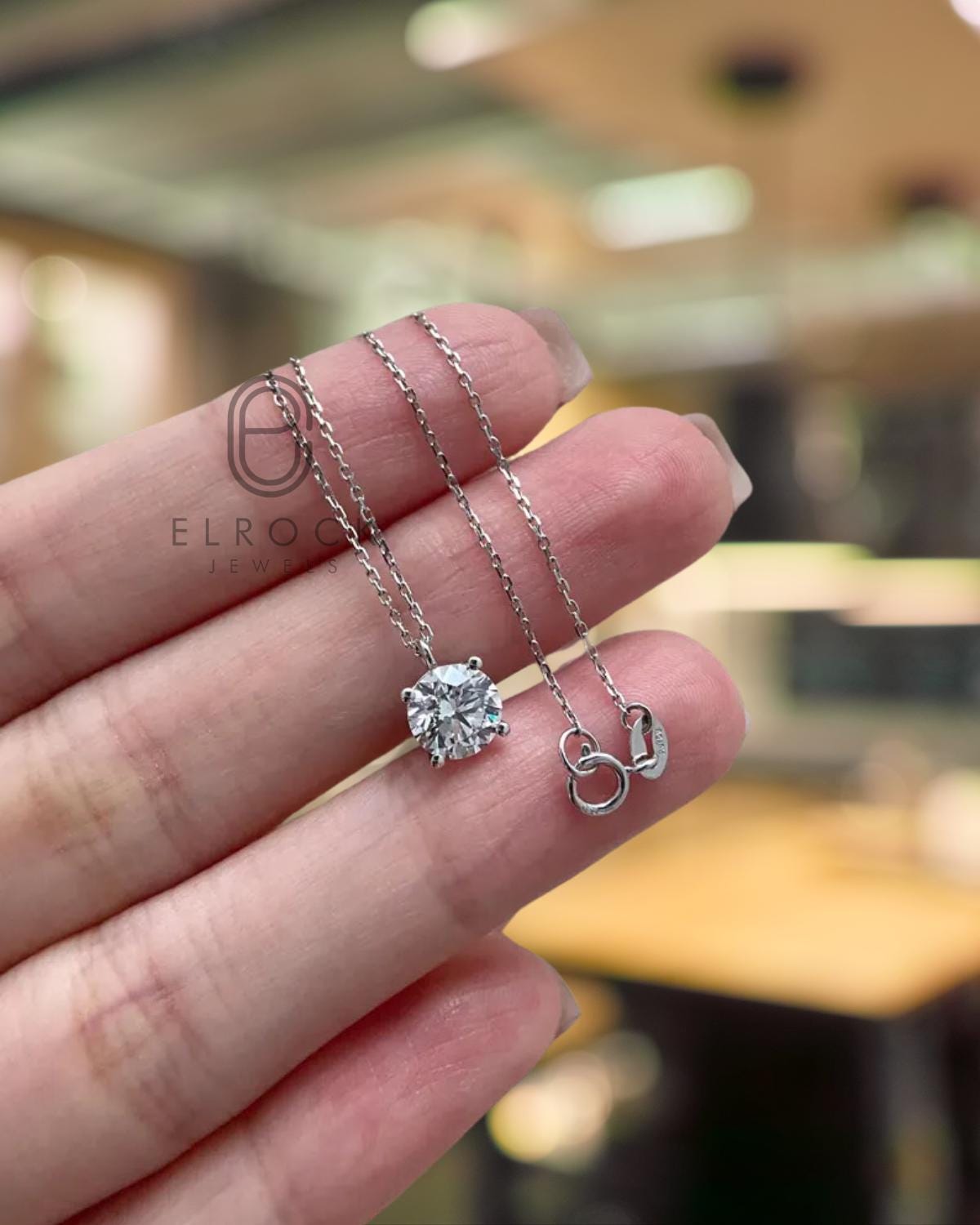 14K necklace 1 Carat Round Cut F VS1 Lab Grown Diamond Necklace IGI Certificate 14K Yellow Gold / Pendant Necklace Solitaire Pendant Necklace
