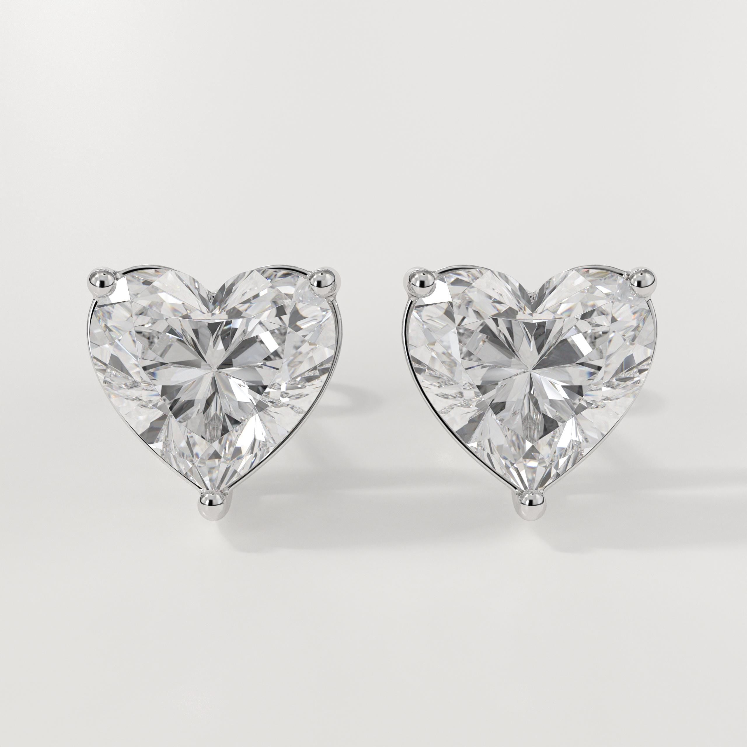 2 Carat Heart Shape 14K Gold Lab Grown Diamond Stud Earrings