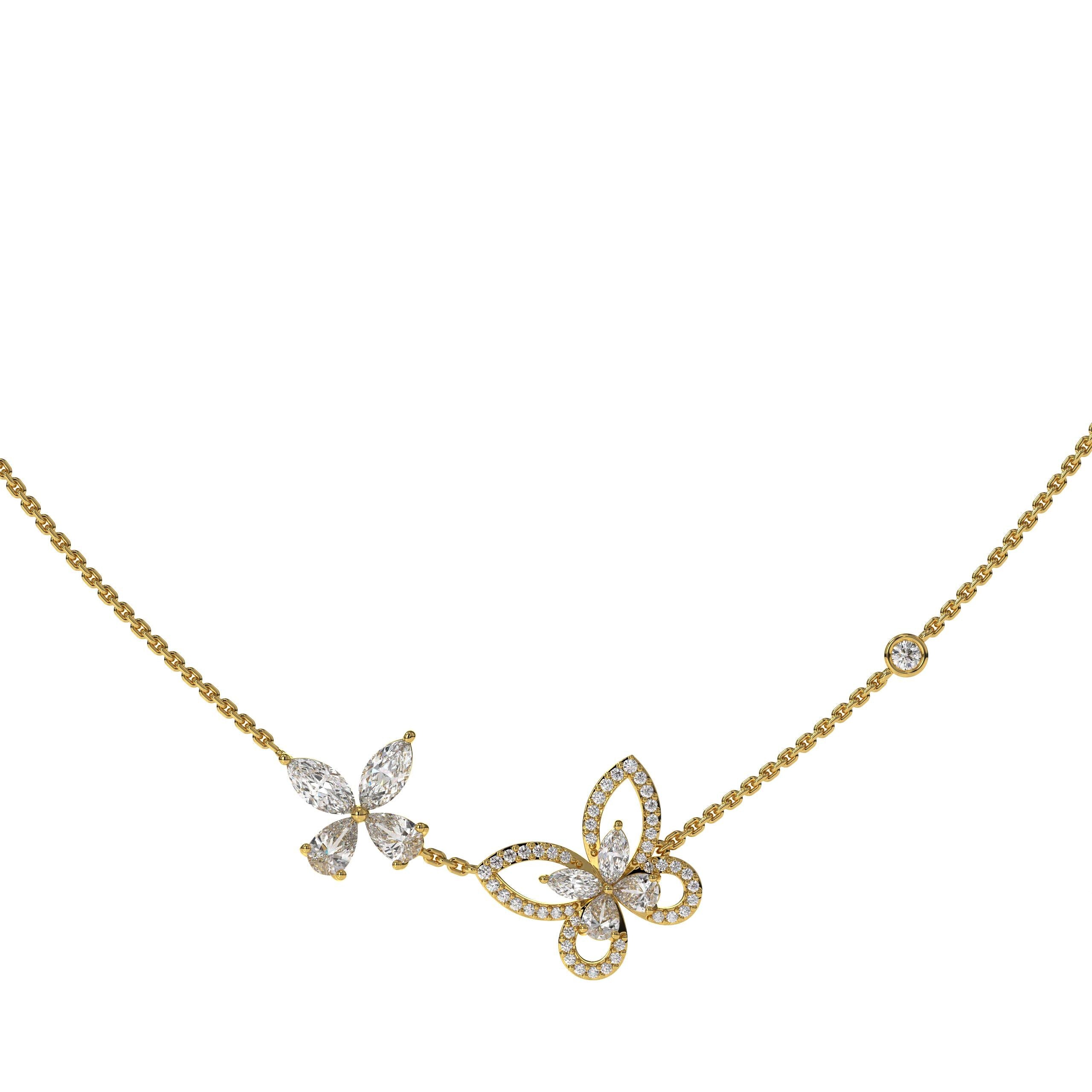 14K Gold Simple and Elegant Butterfly Necklace