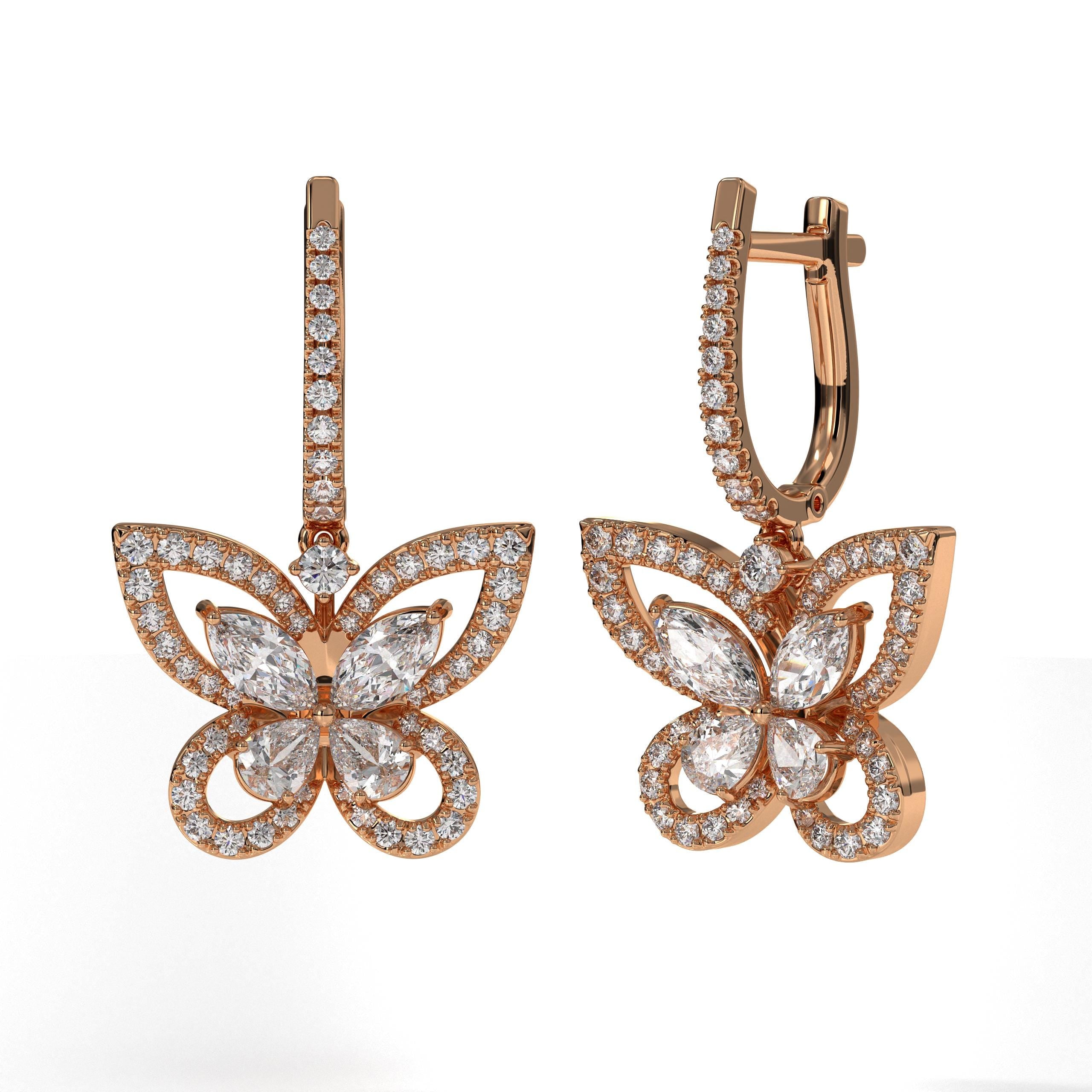 Butterfly Inspire Earrings 14K Gold Lab Grown Diamond Stud Earrings