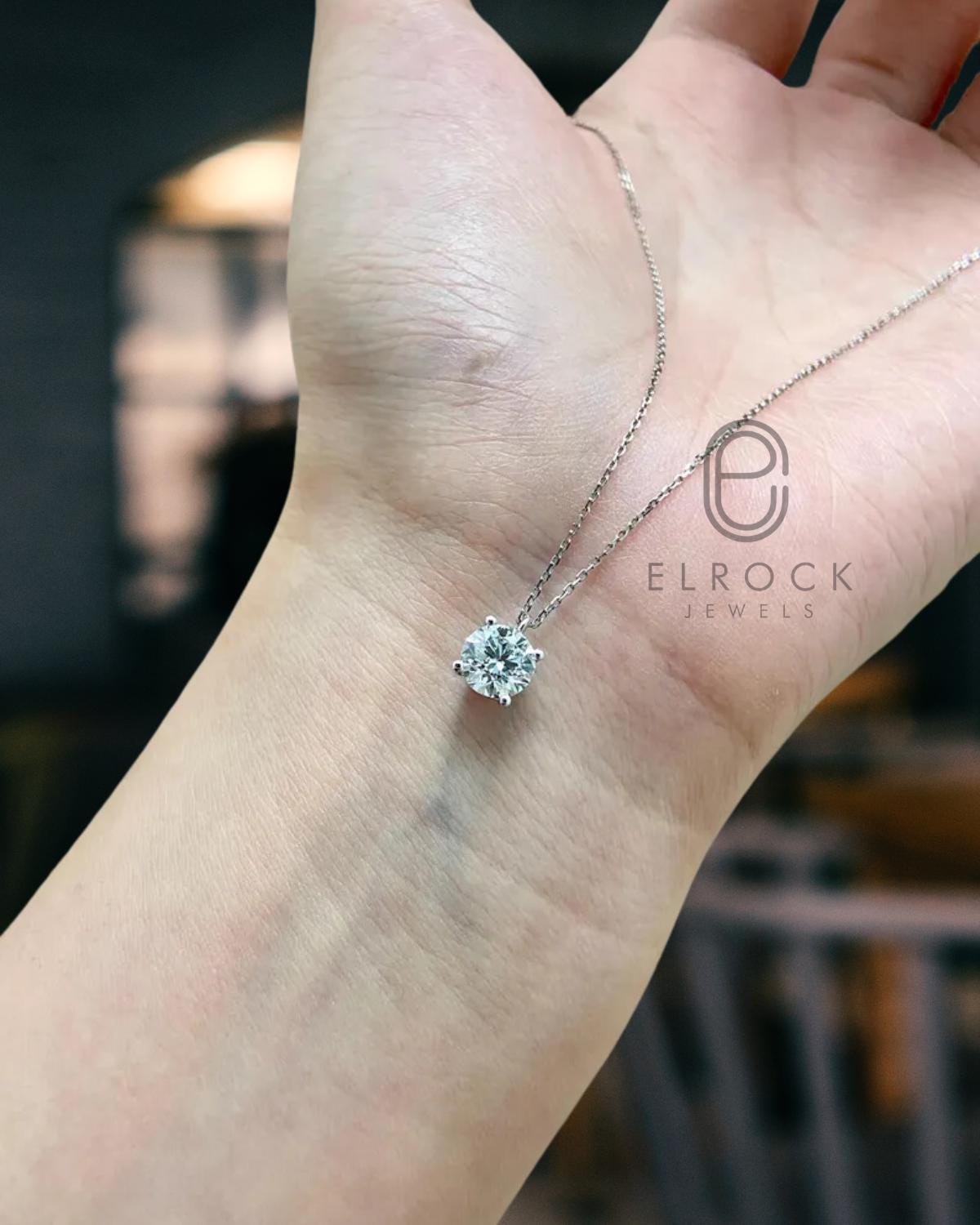 14K necklace 1 Carat Round Cut F VS1 Lab Grown Diamond Necklace IGI Certificate 14K Yellow Gold / Pendant Necklace Solitaire Pendant Necklace