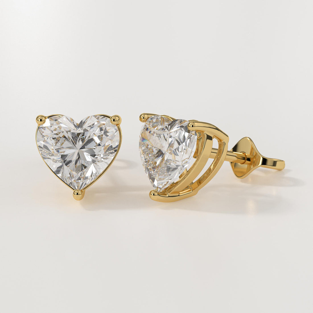 2 Carat Total Weight F color VS1 Clarity Heart Shape Lab Grown Diamond Stud Earrings, 14k White Gold Pushback, Gift For Her