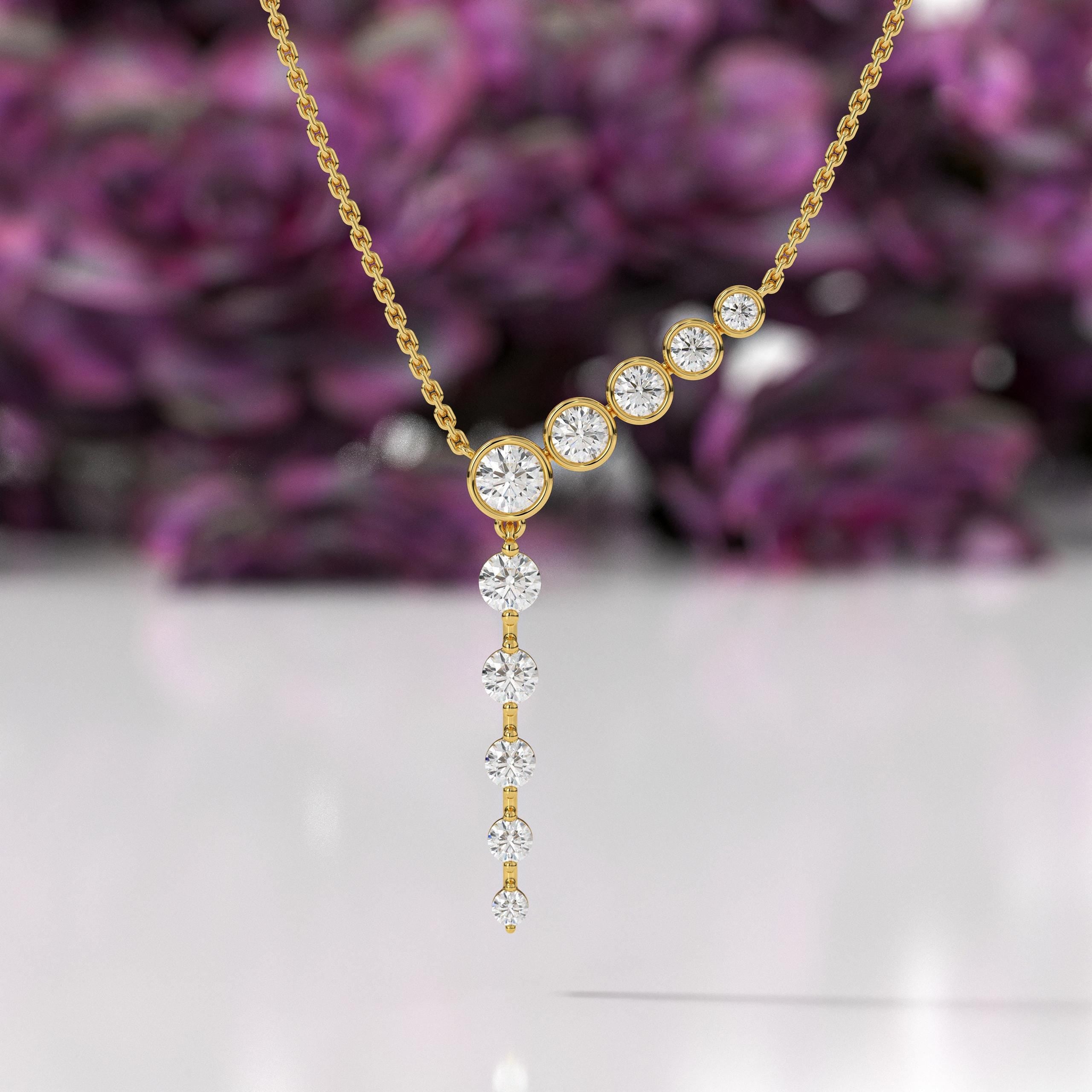 14K Solid White Gold Finish with Drop Solitaire Lab Grown Diamond