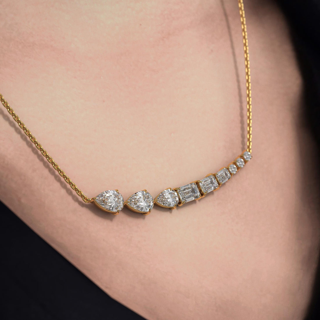 14k Multi Shape Lab Grown Diamond Necklace For Women, Handmade Bridal Jewelry by Elrockjewels, Gift for Wife, Girlfriend, Mother, Wedding gift