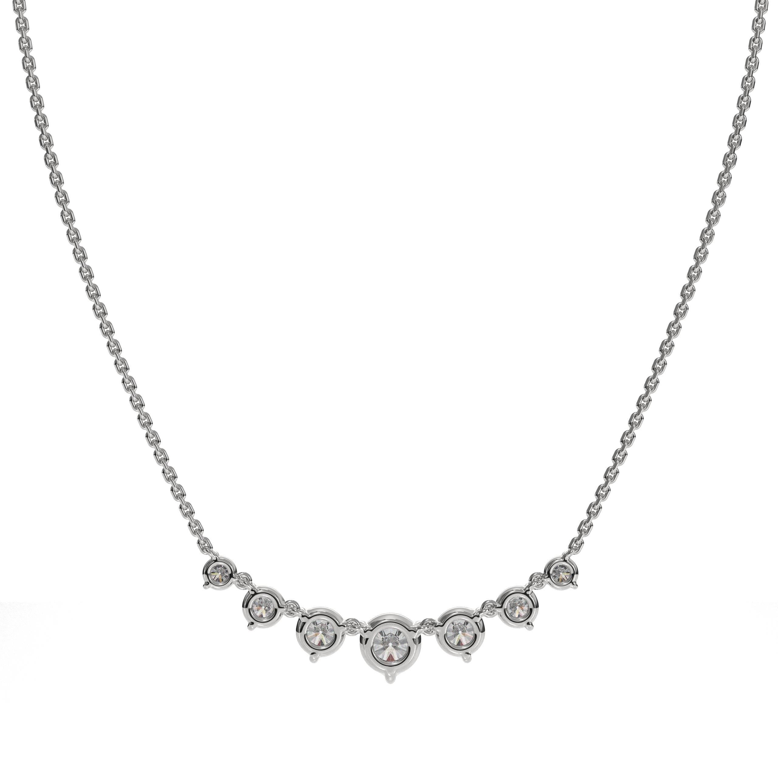 14K Gold Curved Bar Diamond Necklace