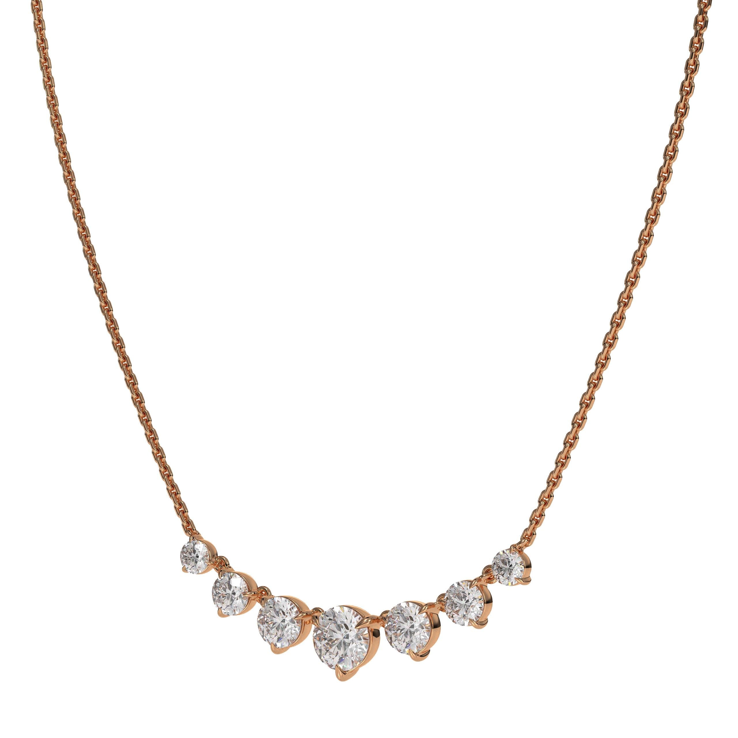 14K Gold Curved Bar Diamond Necklace