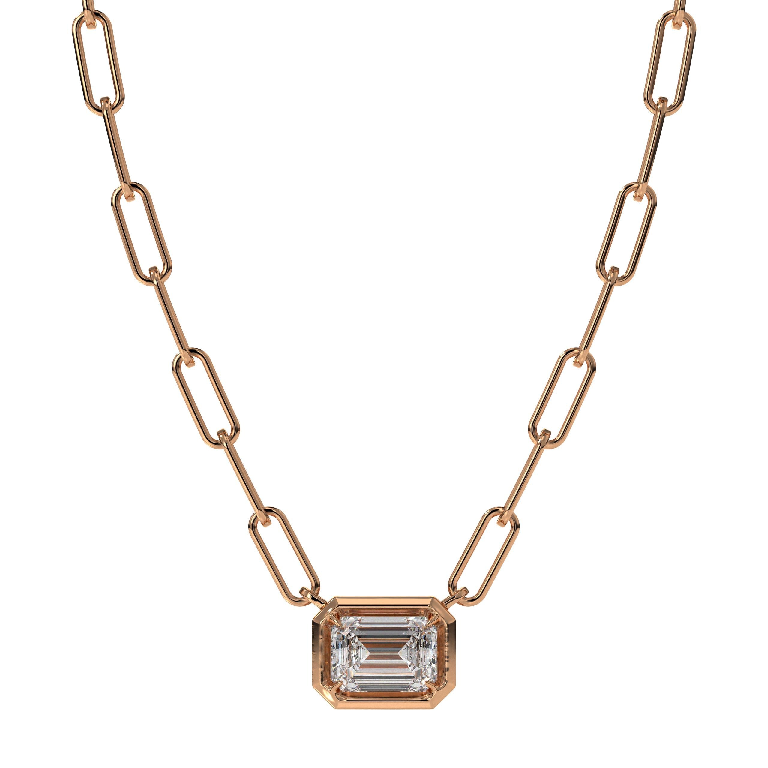 14K Lab Grown Diamond Bezel Necklace