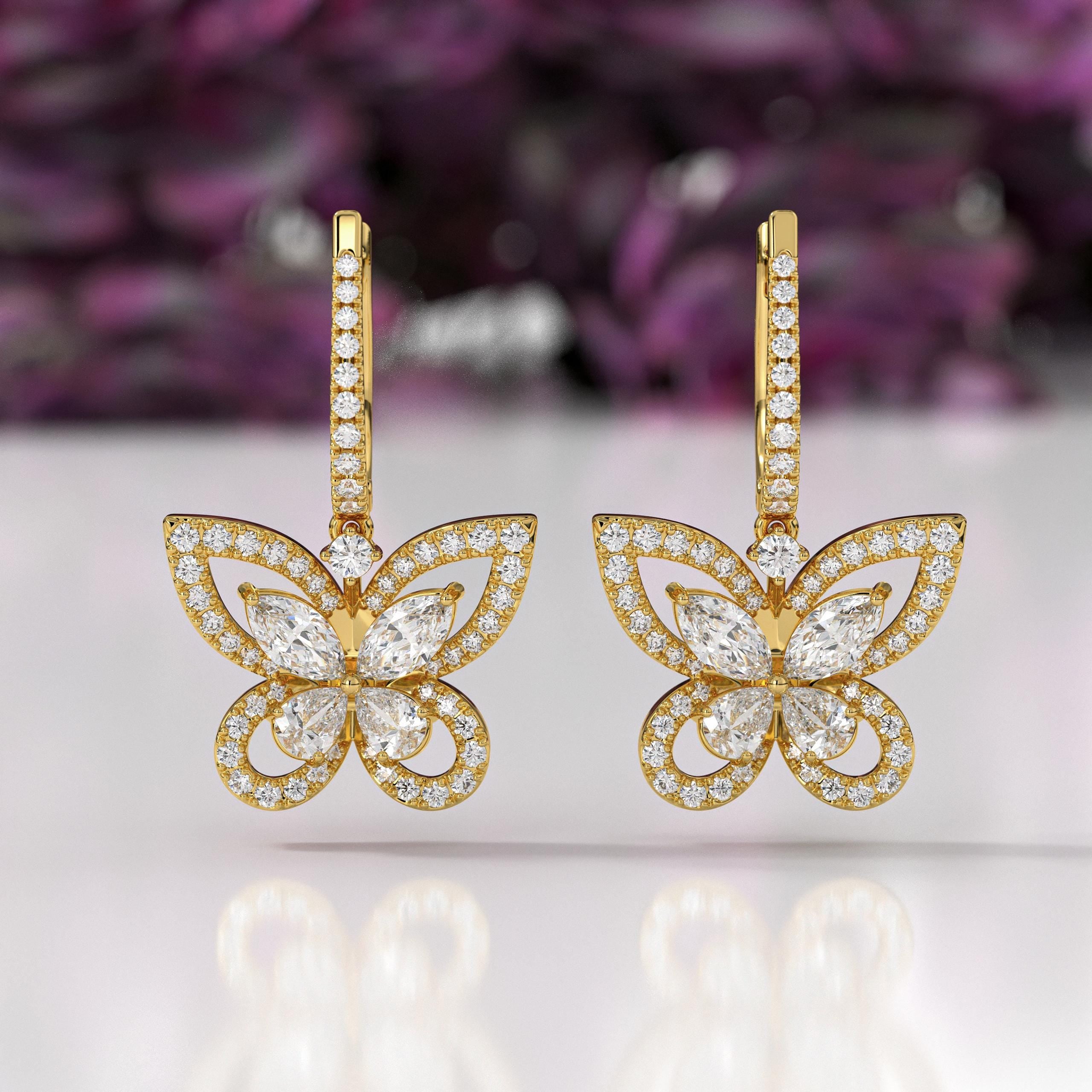 Butterfly Inspire Earrings 14K Gold Lab Grown Diamond Stud Earrings
